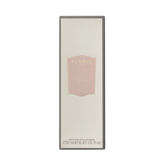 Floris London Lily Luxury Hand Wash, 250 ml box, beige with pink label, English and French text; features an uplifting floral fragrance.