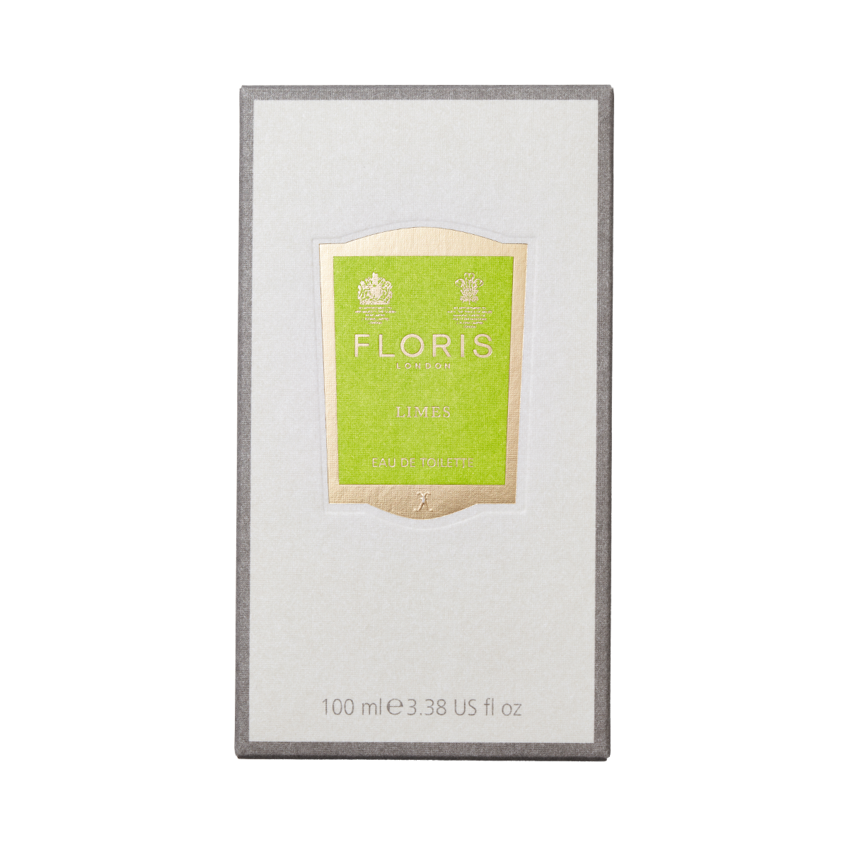 Box of Floris London Limes – Eau de Toilette, 100 ml, with green and gold label—an invigorating citrus scent set against a white background.