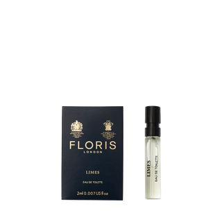 Floris London Limes - Eau de Toilette sample is a citrus scent in a 2ml spray vial with black and gold packaging. Vegan-friendly.