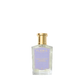 A clear glass Floris London Night Scented Jasmine Eau de Toilette bottle with a gold cap and light purple label, on a white background.