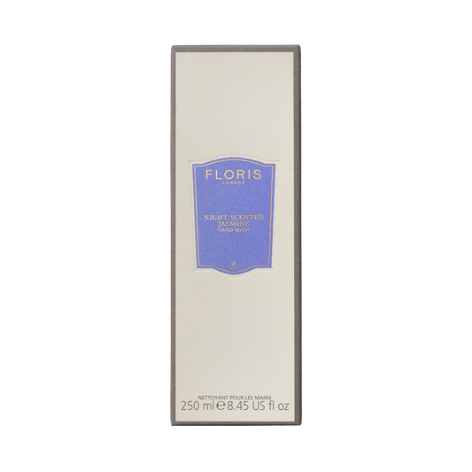 Floris London Night Scented Jasmine Luxury Hand Wash with coconut & olive, 250 ml, in a cream rectangular box.