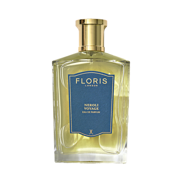 Floris London Neroli Voyage - Eau de Parfum: a neroli and marine scent with a gold cap and blue label.