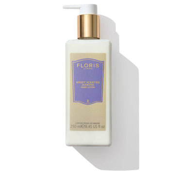 Night Scented Jasmine Hand Lotion 250ml bottle by Floris London US, highlighting the elegant and practical design.