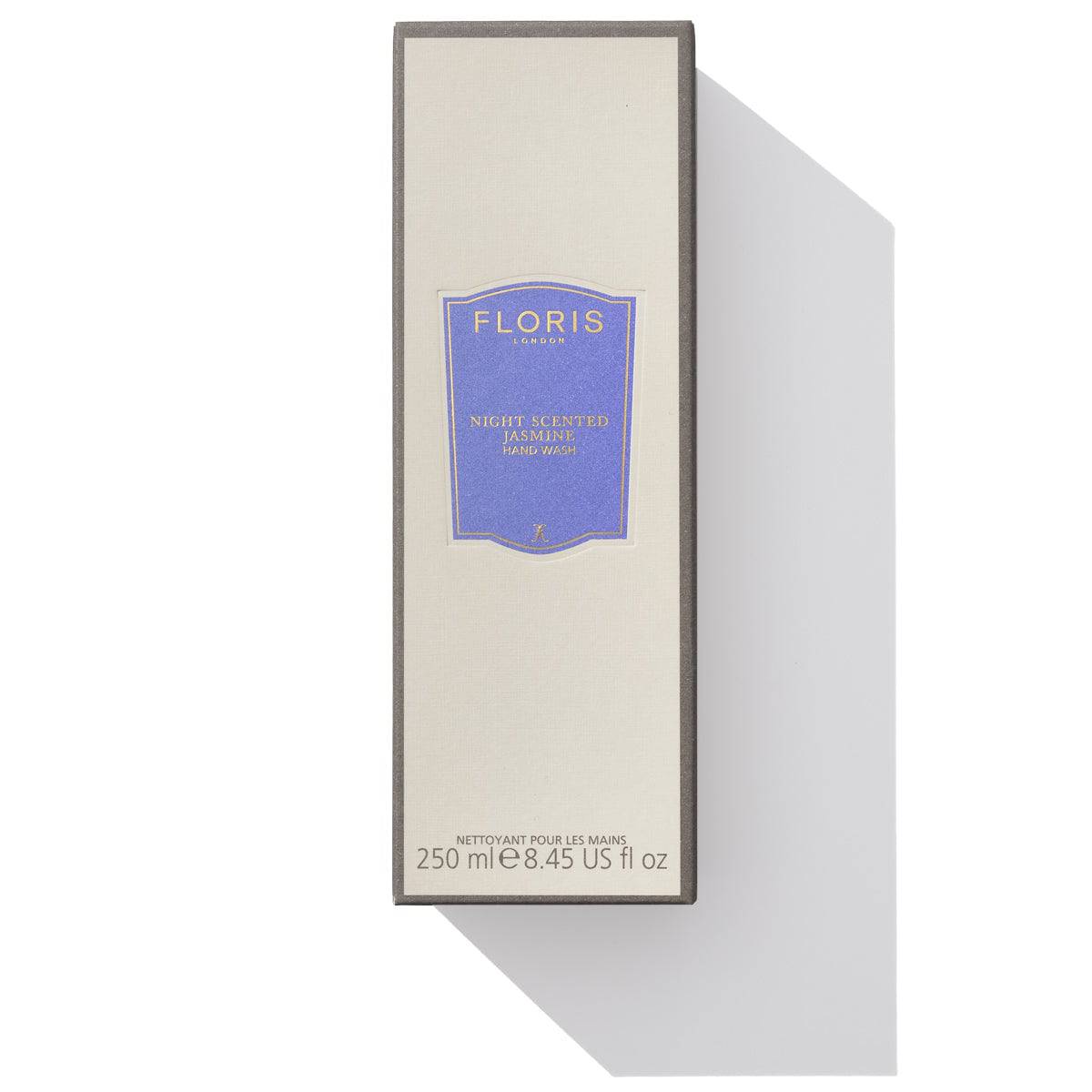 Night Scented Jasmine Hand Wash 250ml box by Floris London US, highlighting the refined and practical packaging design.