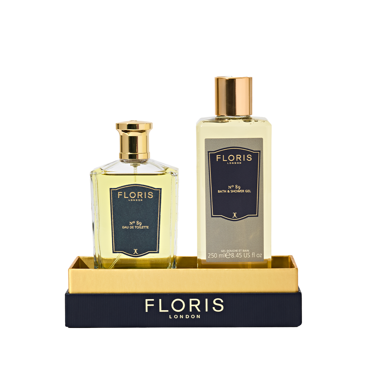 The Floris London US The Icon | No. 89 Duo features Eau de Toilette and Bath & Shower Gel presented on a branded tray.