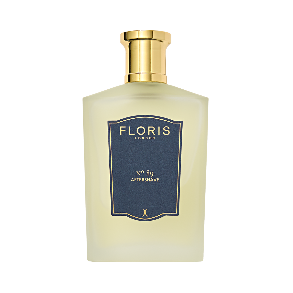 A 100ml bottle of Floris London No. 89 Aftershave, a classic English scent, featuring a gold cap and dark blue label.
