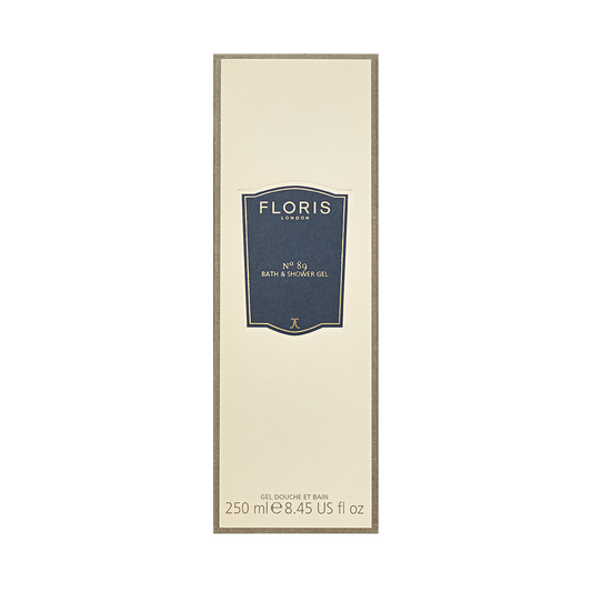 Floris London No. 89 Bath & Shower Gel 250ml—an iconic English gentleman’s fragrance with sandalwood notes, in a beige box with navy label.
