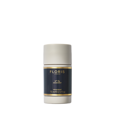 Floris London No. 89 Deodorant Stick, 75ml, with a dark label and gold accents, offers classic cologne notes of orange and bergamot.