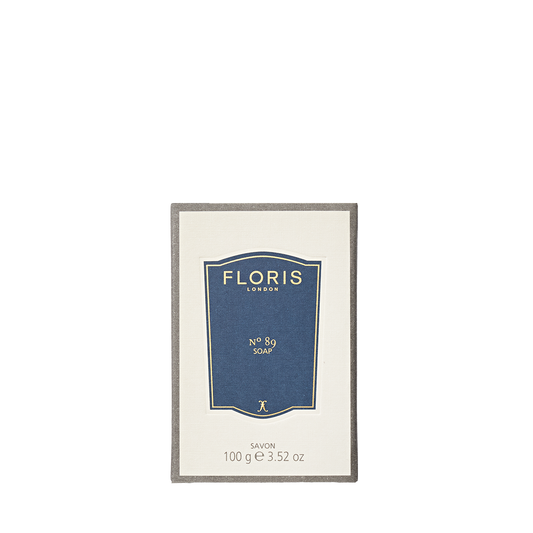 Floris London No. 89 - Luxury Soap, a finely milled, fragranced 100g bar in cream packaging with a blue label.