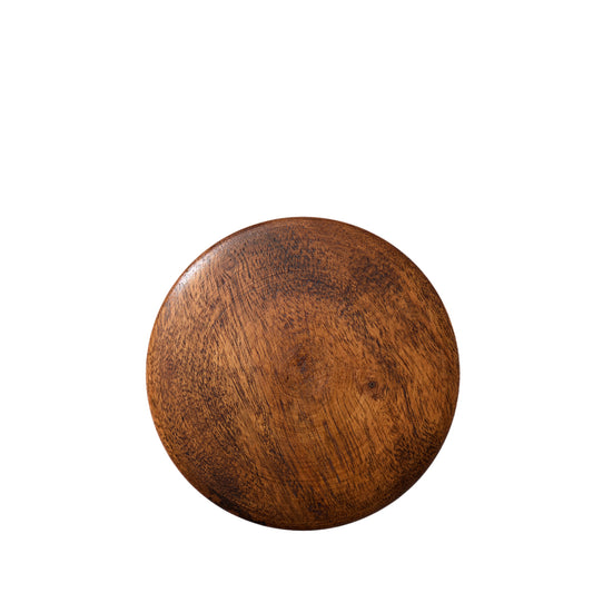 No. 89 Shaving Soap & Bowl by Floris London: A round wooden bowl with a smooth, polished surface, viewed from above on a white background.