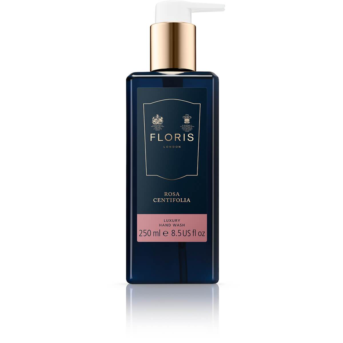 Floris London's Rosa Centifolia Luxury Hand Wash, a vegan formula, comes in a 250ml recycled plastic pump bottle with a delightful floral scent.