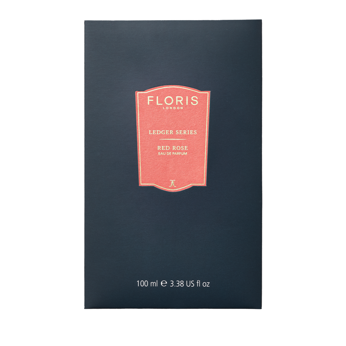 Floris London Red Rose Eau de Parfum offers an elegant rose scent in a dark blue 100 ml (3.38 US fl oz) bottle.