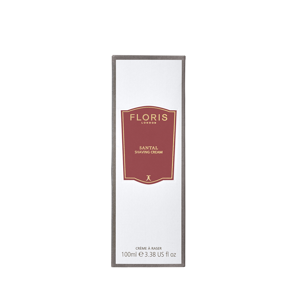 A box of Floris London UK Santal Shaving Cream, 100ml—luxury shaving cream ideal for sensitive skin.