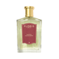 Clear glass bottle of Floris London Santal - Eau de Toilette, a woody fougère men's scent, with a gold cap and red label.