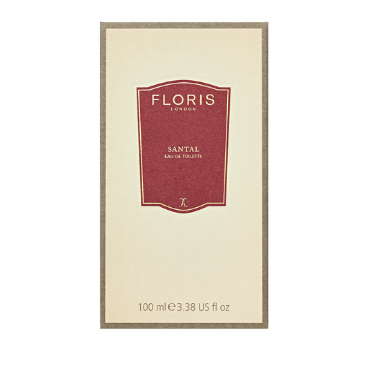 Floris London Santal - Eau de Toilette, 100ml: a refined woody fougère sandalwood fragrance for men in a cream box with red and gold label.