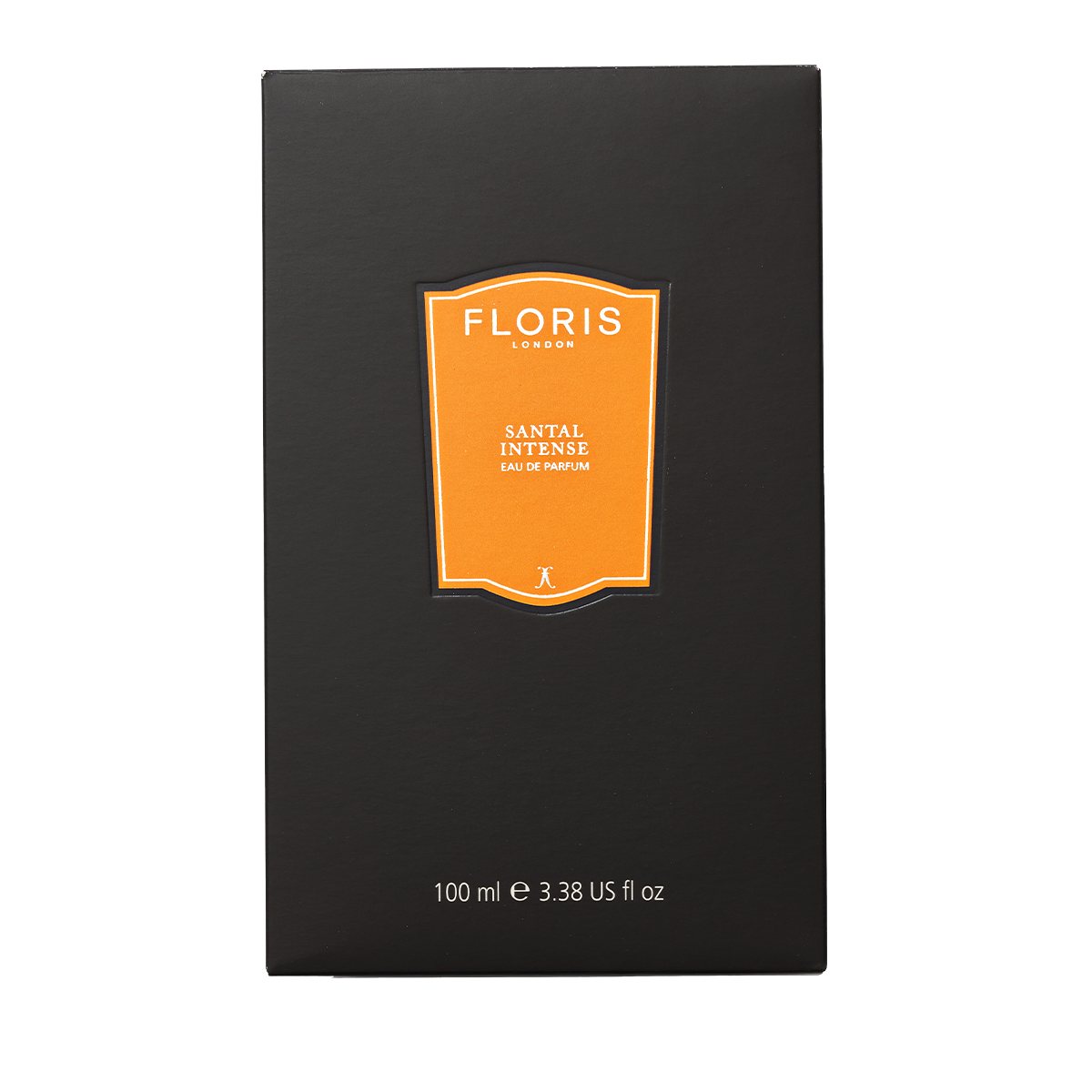 Floris London Santal Intense Eau de Parfum, 100 ml—black box with orange label, white text, and contemporary sandalwood fragrance.