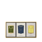 Floris London Soap Collection | For Him: a boxed set of three shea butter soaps in green, blue, and yellow—an elegant gift choice.