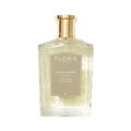 Elegant vetiver scent in a transparent bottle with a gold cap, labeled "Floris London UK Vetiver Eau de Parfum.