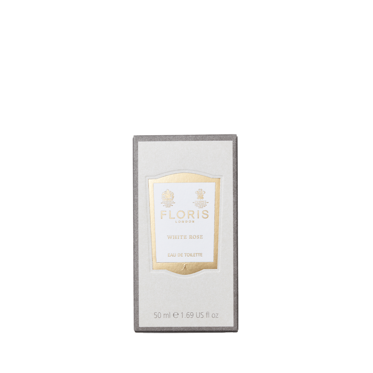 Floris London White Rose – Eau de Toilette, 50ml, vegan perfume in a box with gold and white front label.
