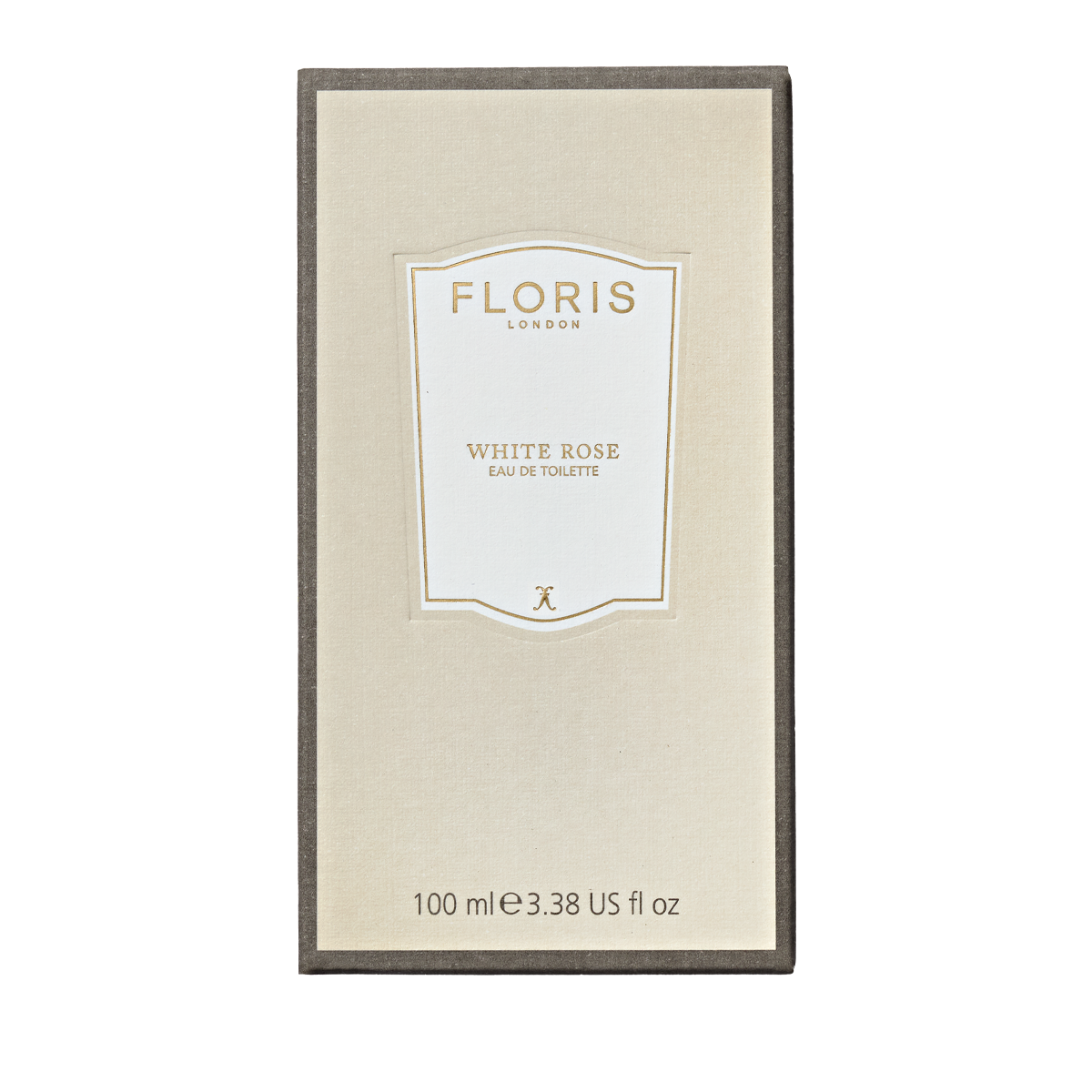 Floris London White Rose - Eau de Toilette, 100 ml, comes in a vegan beige box with an elegant gold and white label.