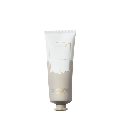A 75ml tube of Floris London's White Rose Hand Treatment Cream, known for being among the best hand creams for very dry hands.