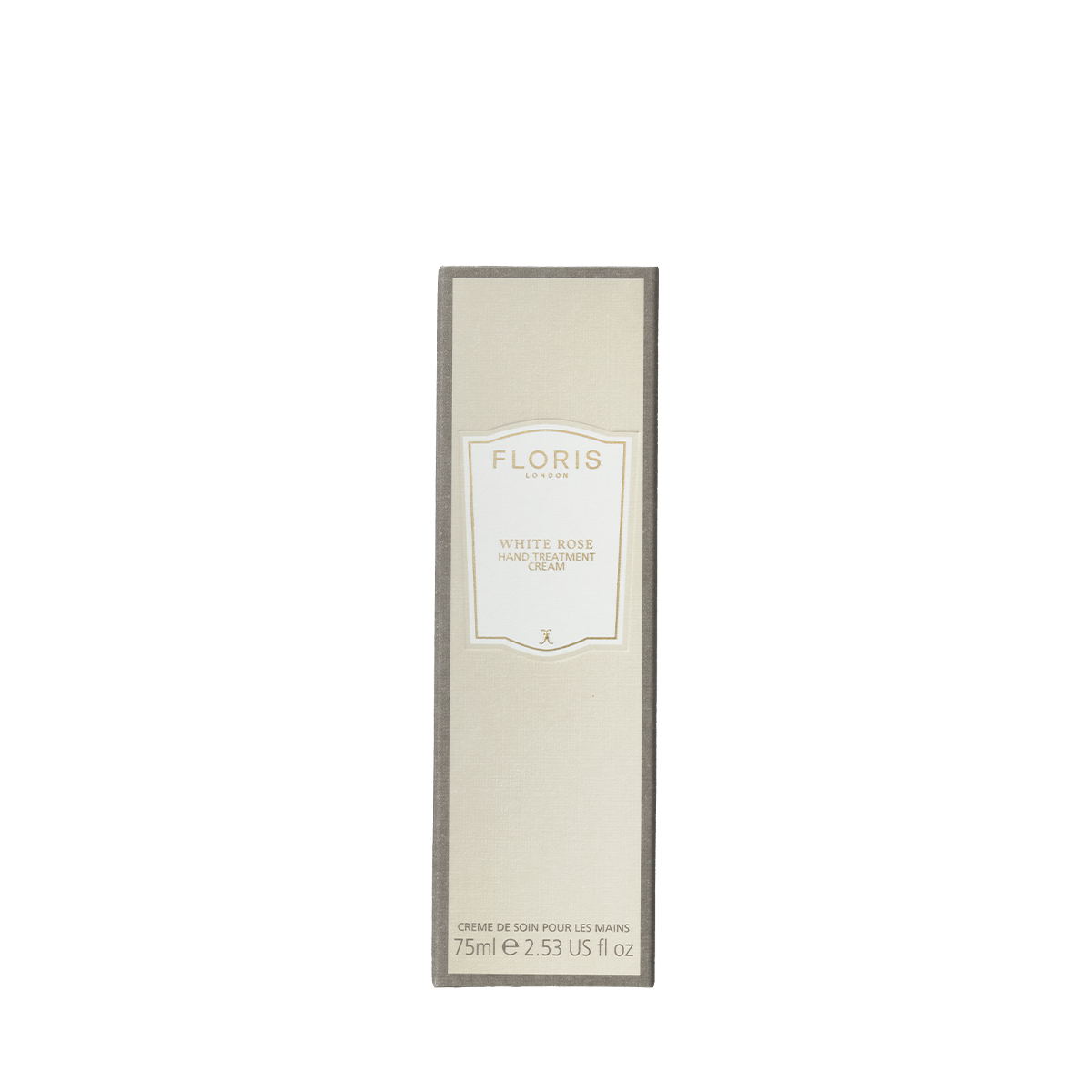 Floris London White Rose - Hand Treatment Cream, 75ml in a cream box—notes of bloom and silk for luxuriously soft hands.