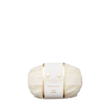 The White Rose - Luxury Soap by Floris London is wrapped in white with gold accents and enriched with nourishing shea butter.