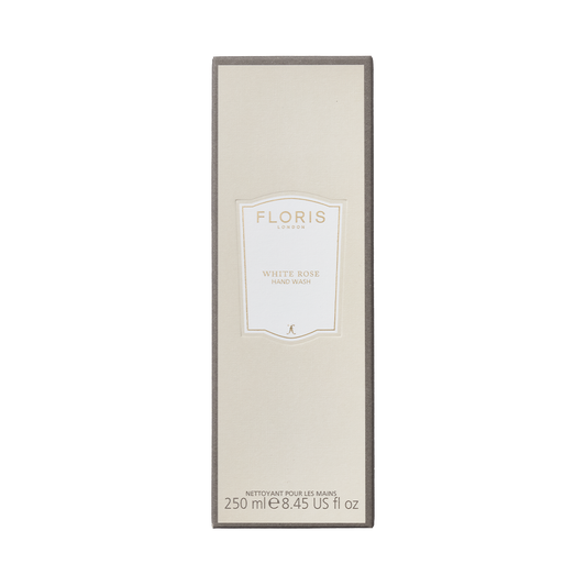 Floris London White Rose - Luxury Hand Wash, 250ml, with coconut and olive for a gentle, elegant cleanse in a white-label beige bottle.