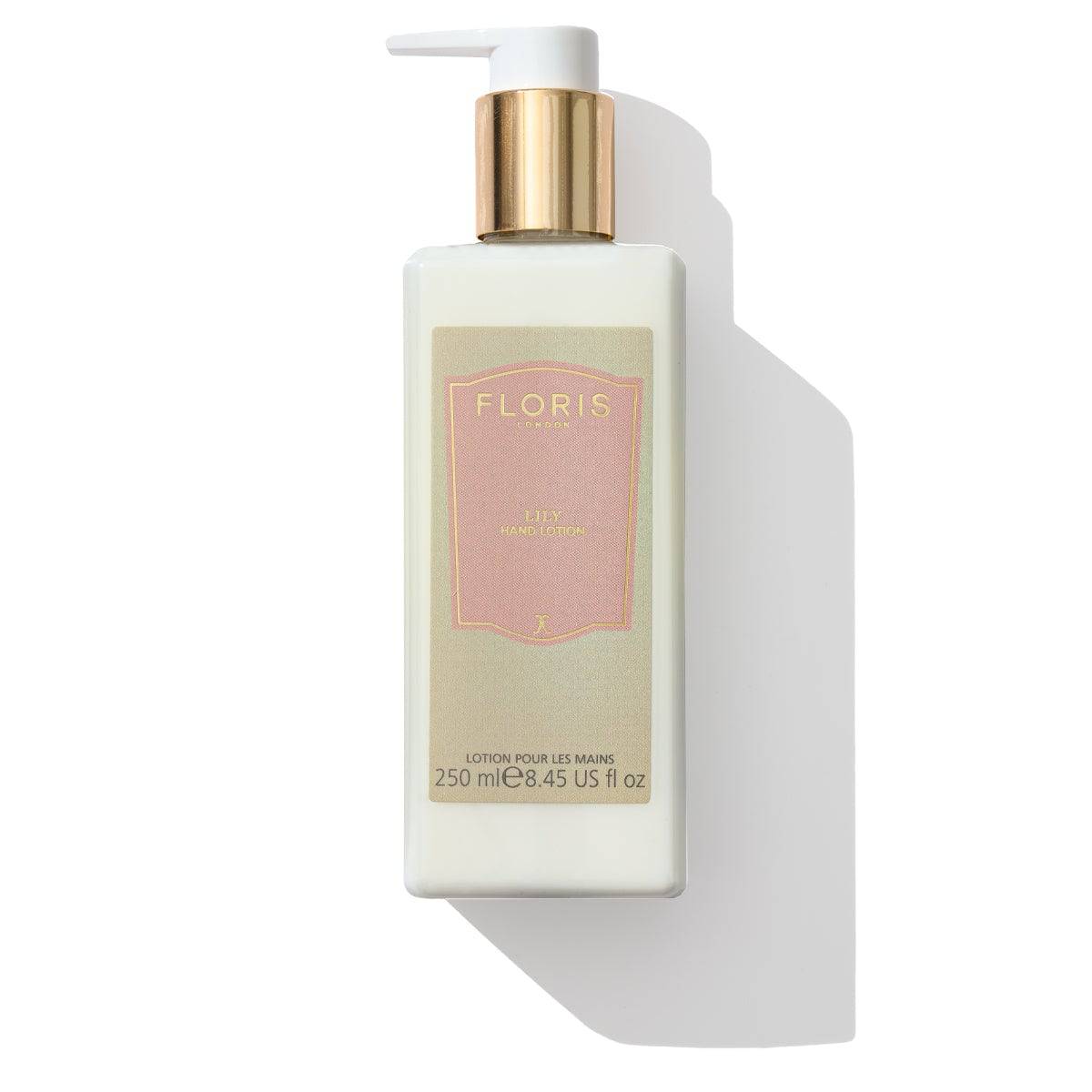 Lily Hand Lotion 250ml bottle by Floris London US, featuring an elegant and sleek design.